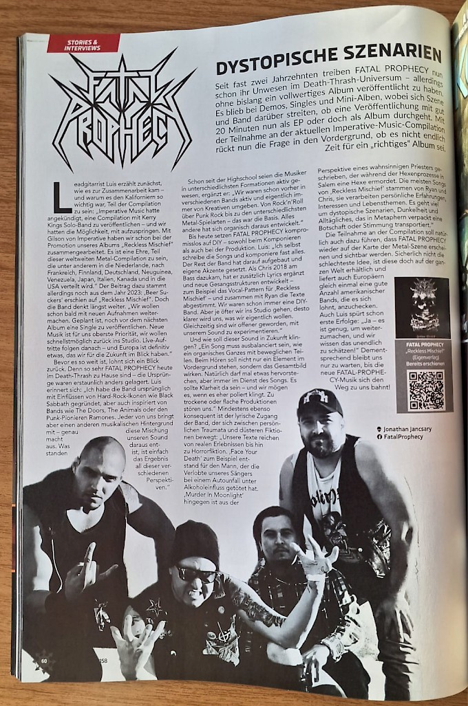 FATAL PROPHECY interviewed in Legacy Magazine FATAL PROPHECY interviewed in Legacy Magazine