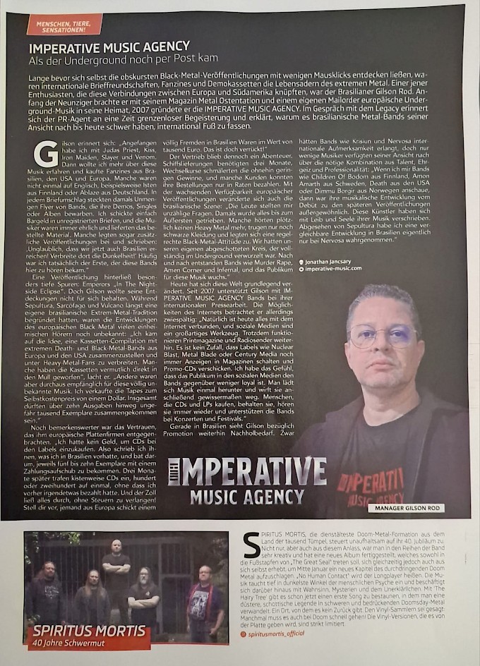 Imperative Music interview in Legacy Magazine